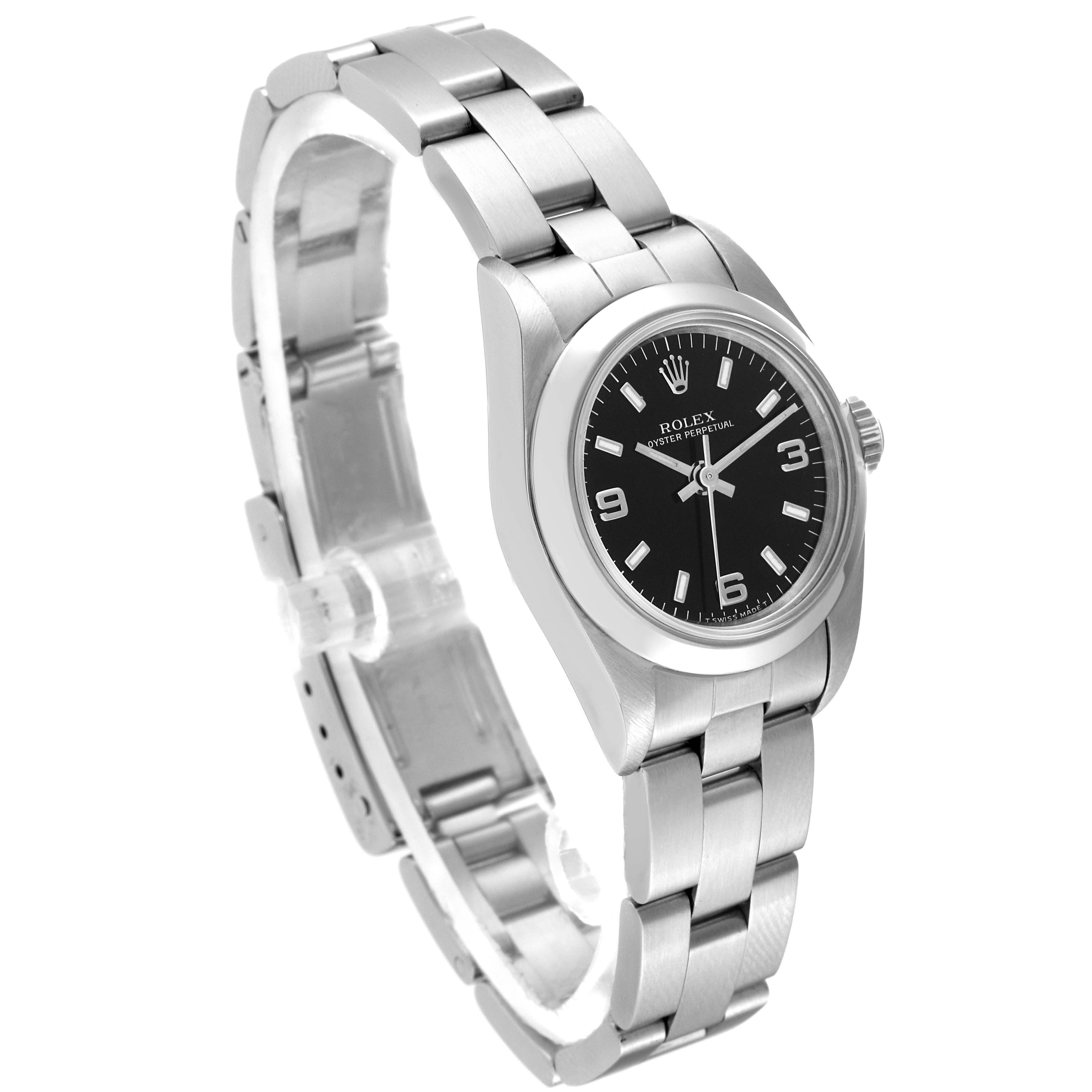 Women's Rolex Oyster Perpetual Steel Black Dial Ladies Watch 67180