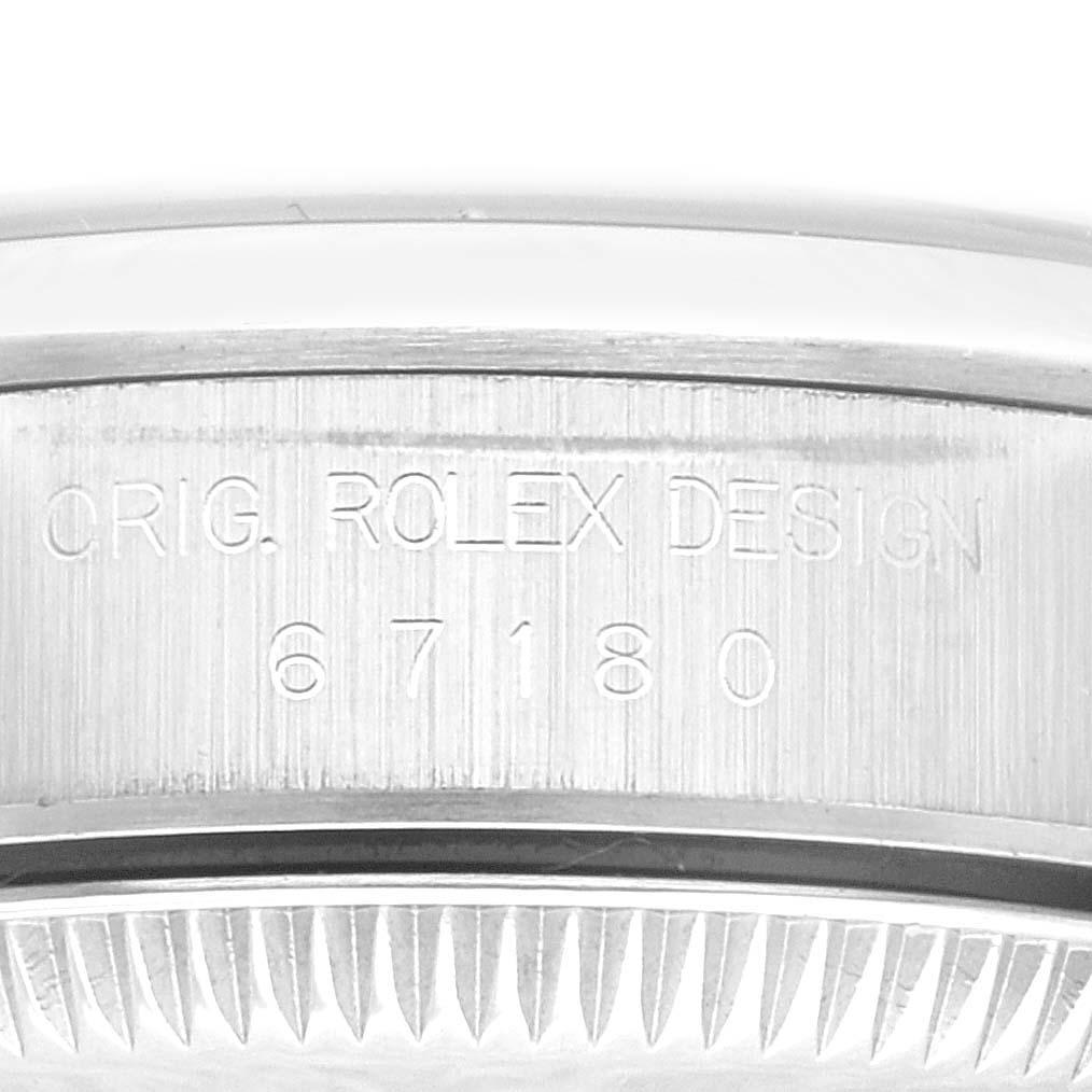 Rolex Oyster Perpetual Steel Black Dial Ladies Watch 67180 en vente 1