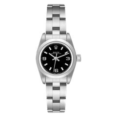 Rolex Oyster Perpetual Steel Black Dial Ladies Watch 67180 Papers Rolex Oyster Perpetual Steel Black Dial Ladies Watch 67180 Papers