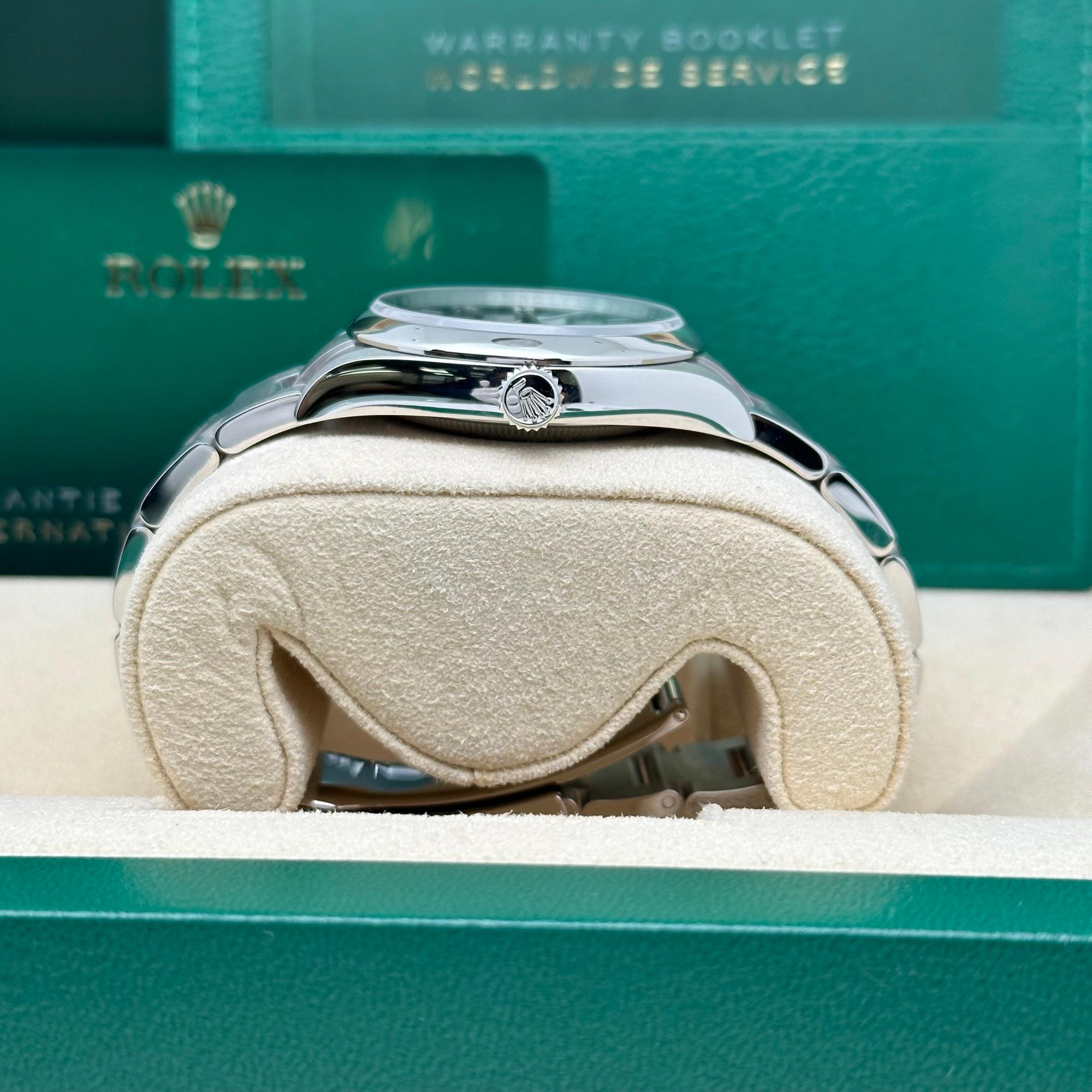 New 2025 Rolex Oyster Perpetual Steel Black Index Dial Automatic Watch 126000 In New Condition For Sale In New York, NY