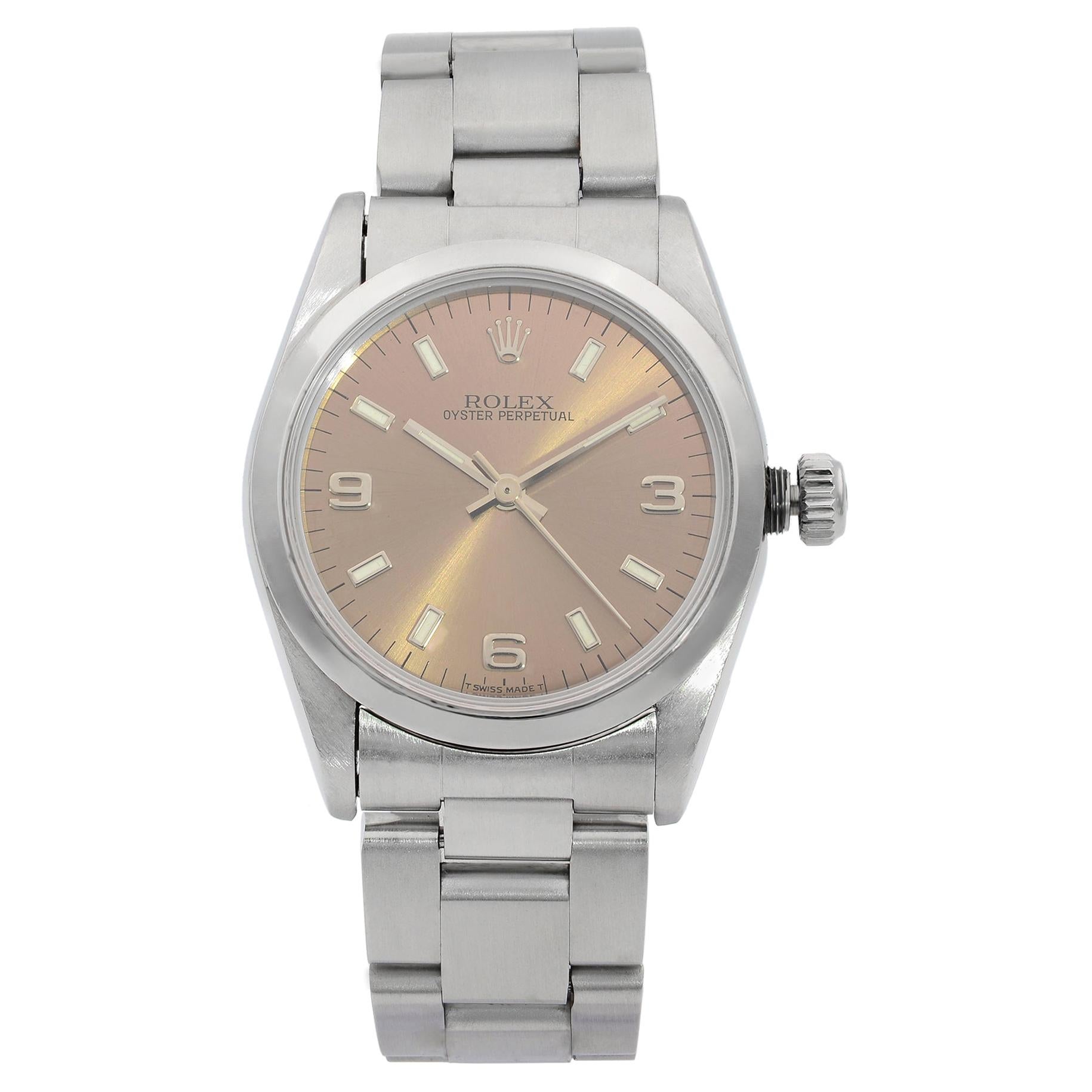Rolex Oyster Perpetual Steel Bronze Dial Automatic Ladies Watch 67480