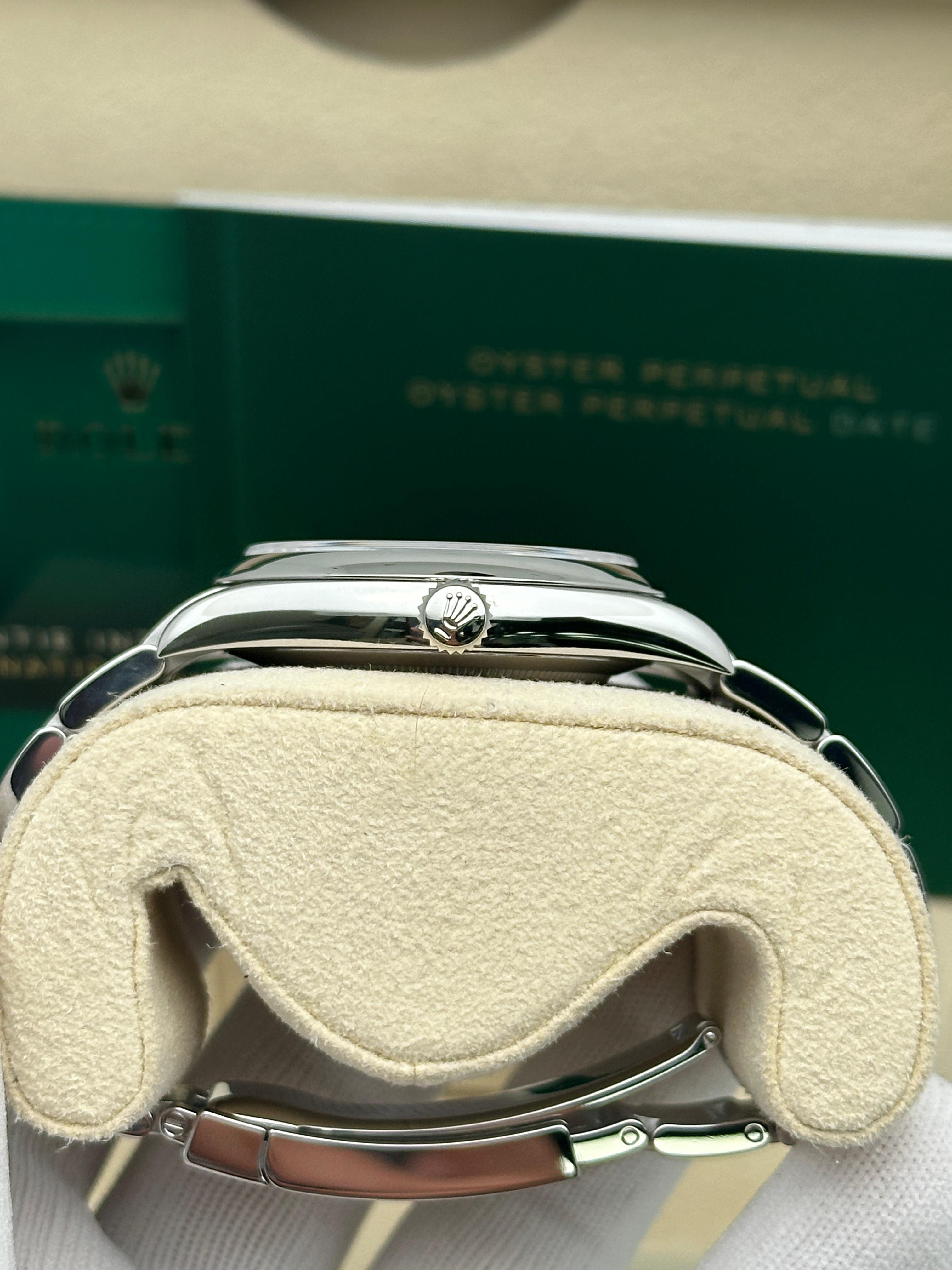 Unworn Rolex Oyster Perpetual Steel Custom Blue Turquoise Dial Watch 124300 For Sale 8
