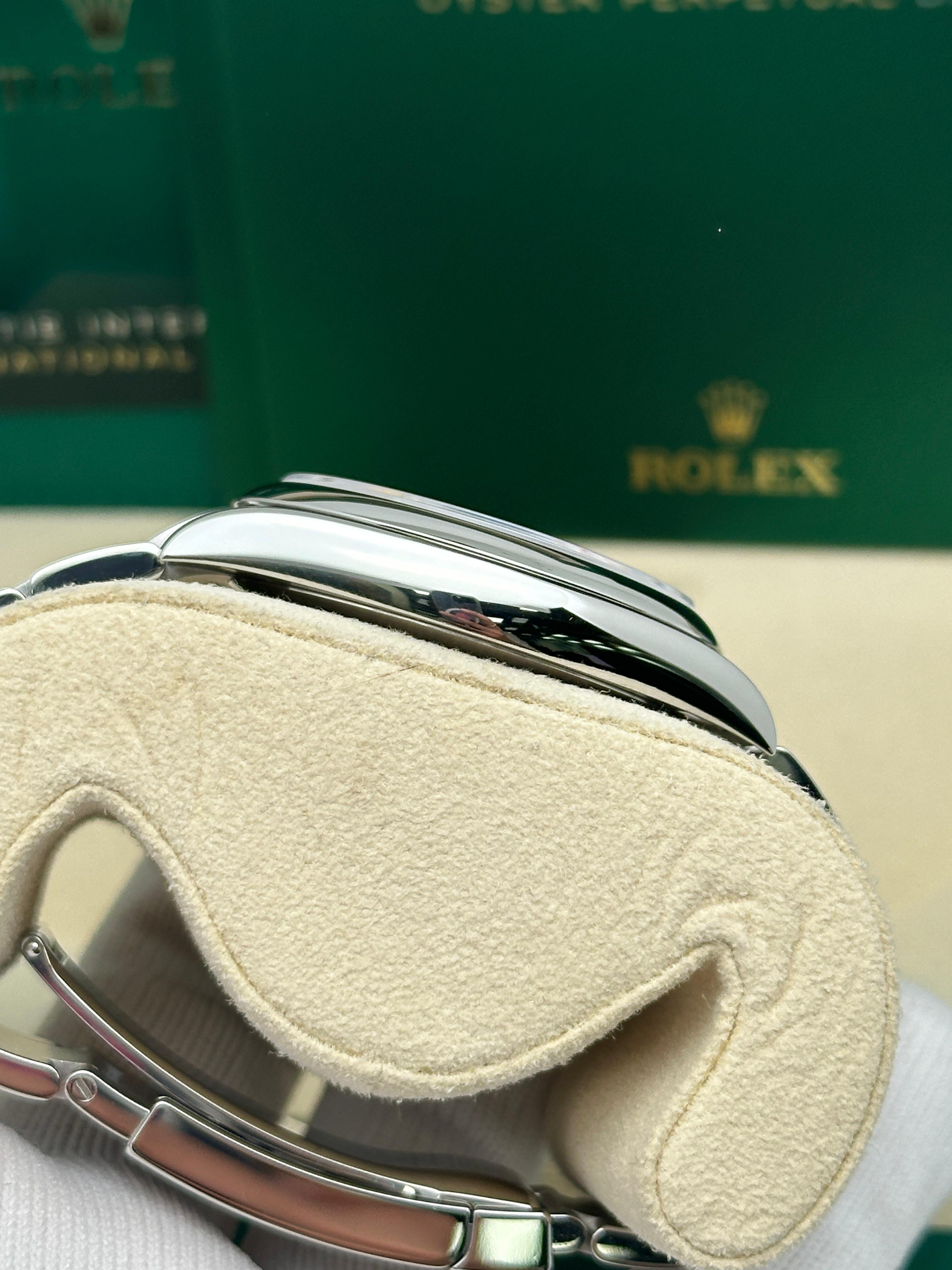 Unworn Rolex Oyster Perpetual Steel Custom Blue Turquoise Dial Watch 124300 For Sale 9