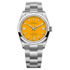 Rolex Oyster Perpetual Steel Custom Yellow Dial Oyster Men Watch 116000
