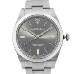 Rolex Oyster Perpetual Steel Dark Rhodium Dial Automatic Mens Watch 114300