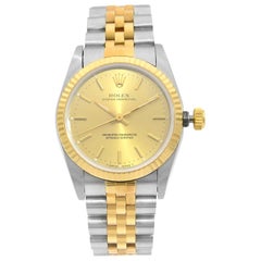 Rolex Oyster Perpetual Steel Gold Champagne Dial Mid-Size Automatic Watch 67513