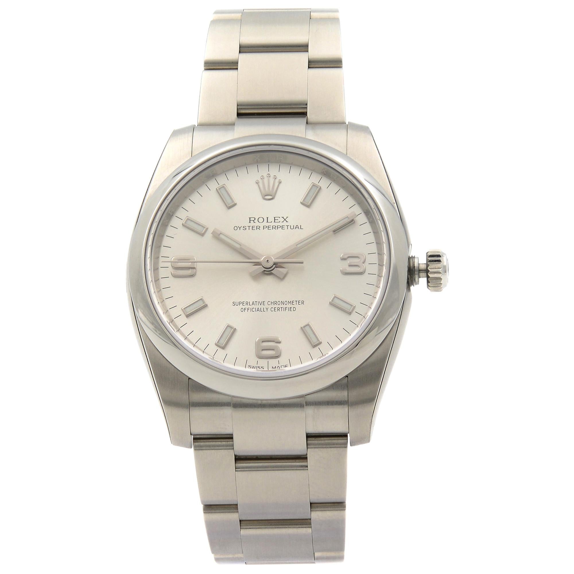 Rolex Oyster Perpetual Steel Silver Dial Automatic Unisex Watch 114200