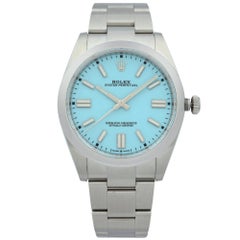 Rolex Oyster Perpetual Acier Tiffany Cadran Bleu Montre Homme Automatique 124300