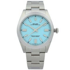 Rolex Oyster Perpetual Steel Tiffany Blue Dial Automatic Men's Watch 124300