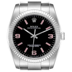 Rolex Oyster Perpetual Steel White Gold Black Dial Unisex Watch 116034