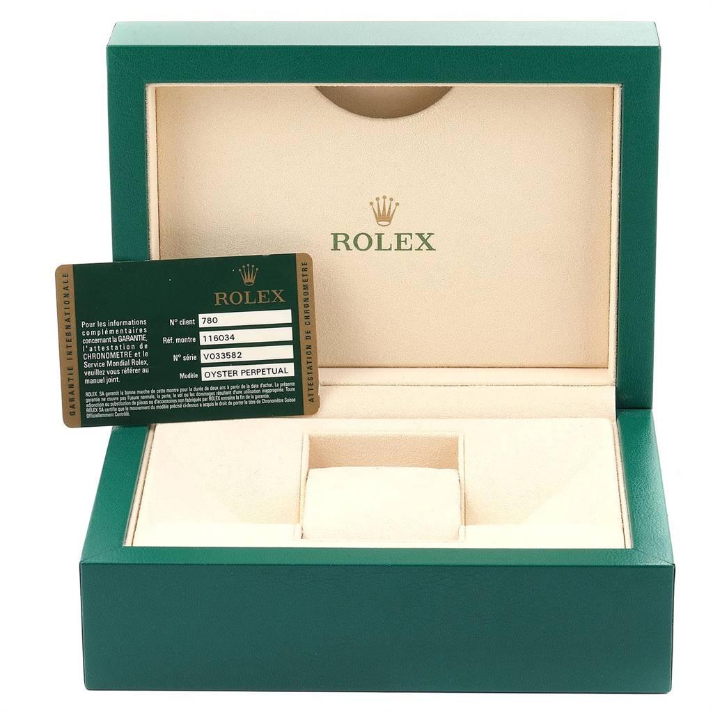 Rolex Oyster Perpetual Steel White Gold Black Dial Watch 116034 Box Card For Sale 6