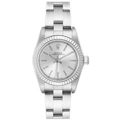 Rolex Oyster Perpetual Steel White Gold Silver Dial Ladies Watch 76094