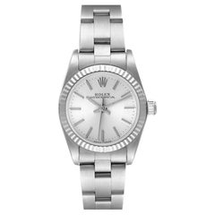 Rolex Oyster Perpetual Steel White Gold Silver Dial Ladies Watch 76094 Papers
