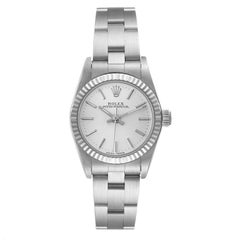 Rolex Oyster Perpetual Steel White Gold Silver Dial Watch 76094