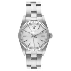 Rolex Oyster Perpetual Steel White Gold Silver Dial Watch 76094