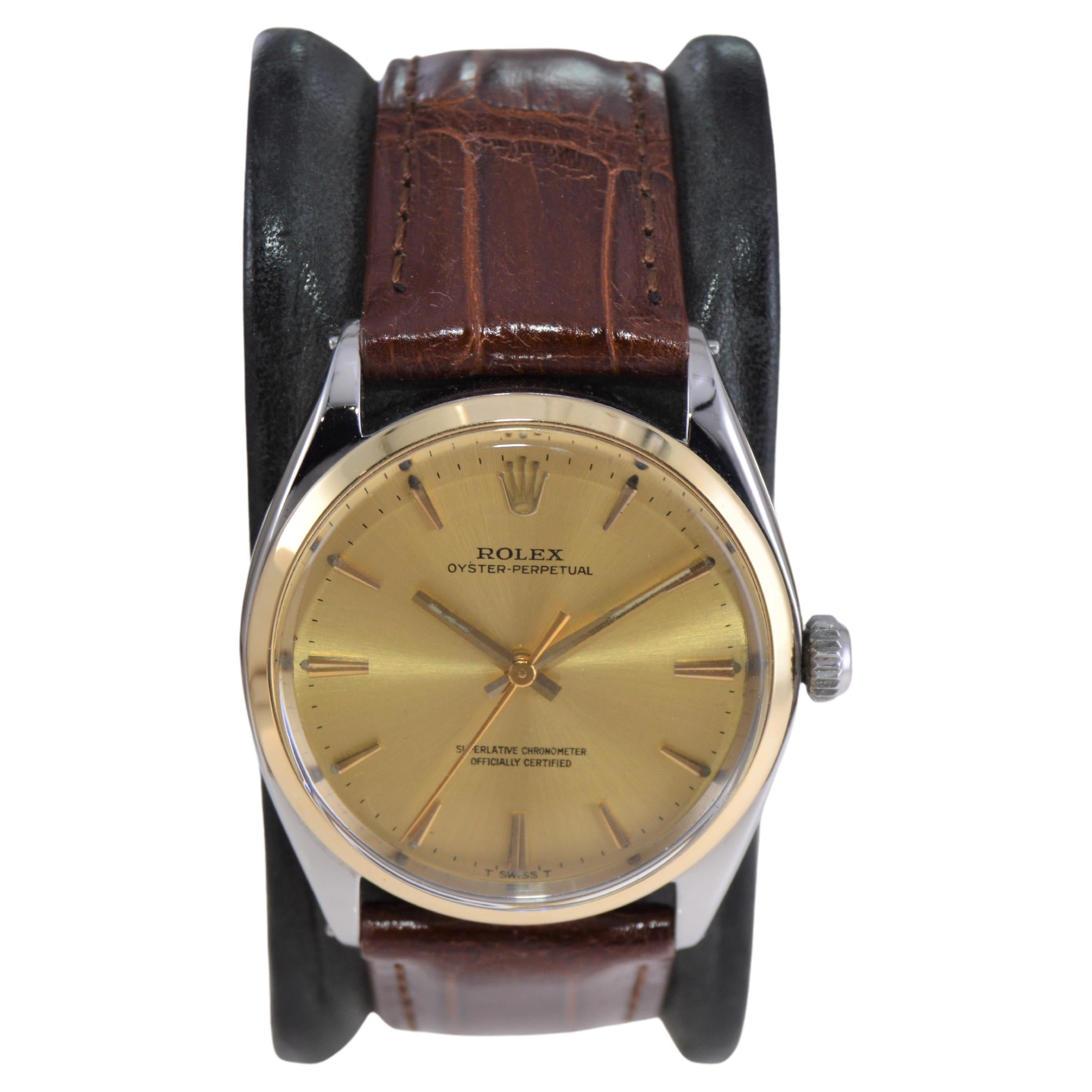 Rolex Oyster Perpetual Steel with Solid Gold Bezel and Original Dial from 1965
