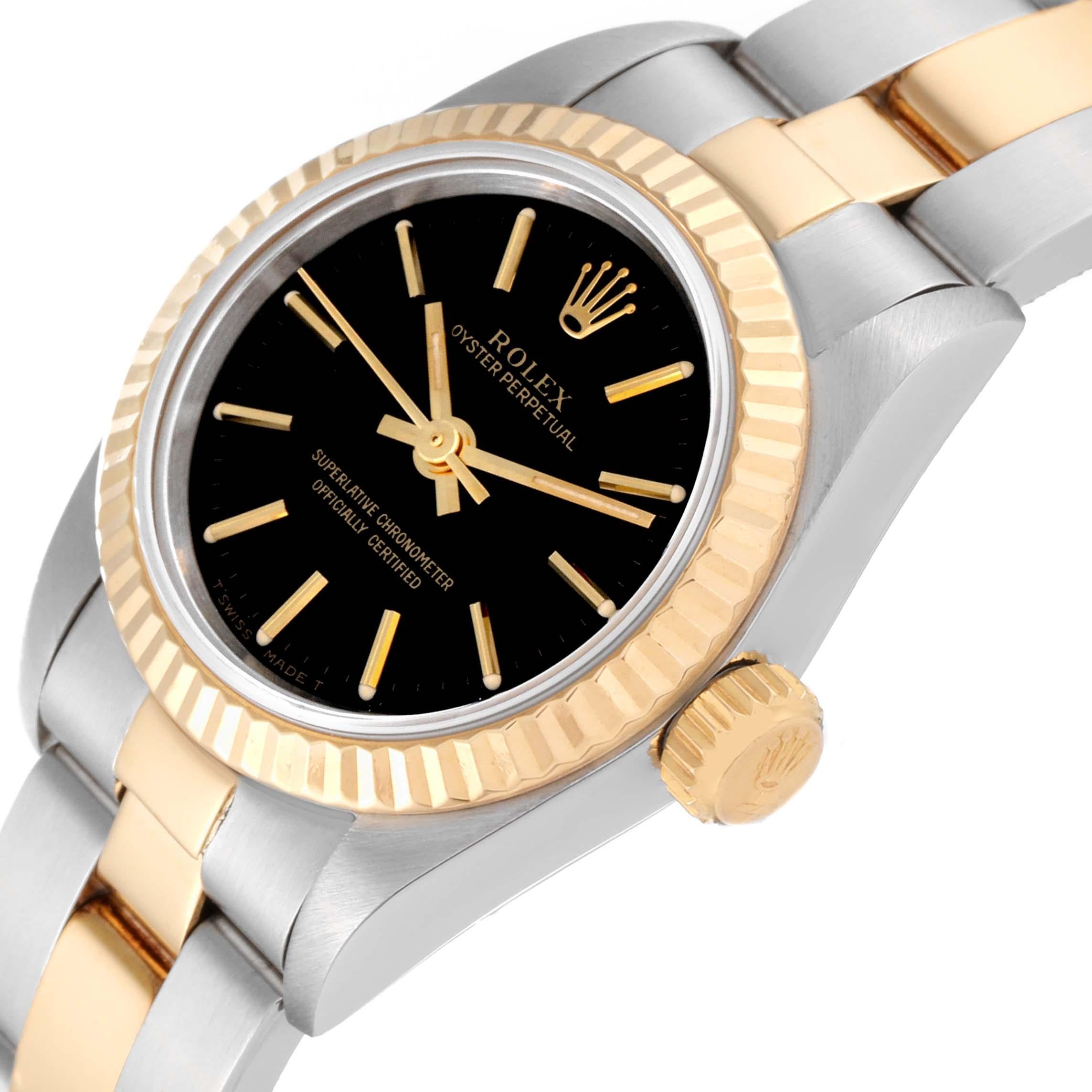 Rolex Oyster Perpetual Steel Yellow Gold Black Dial Ladies Watch 67193 6