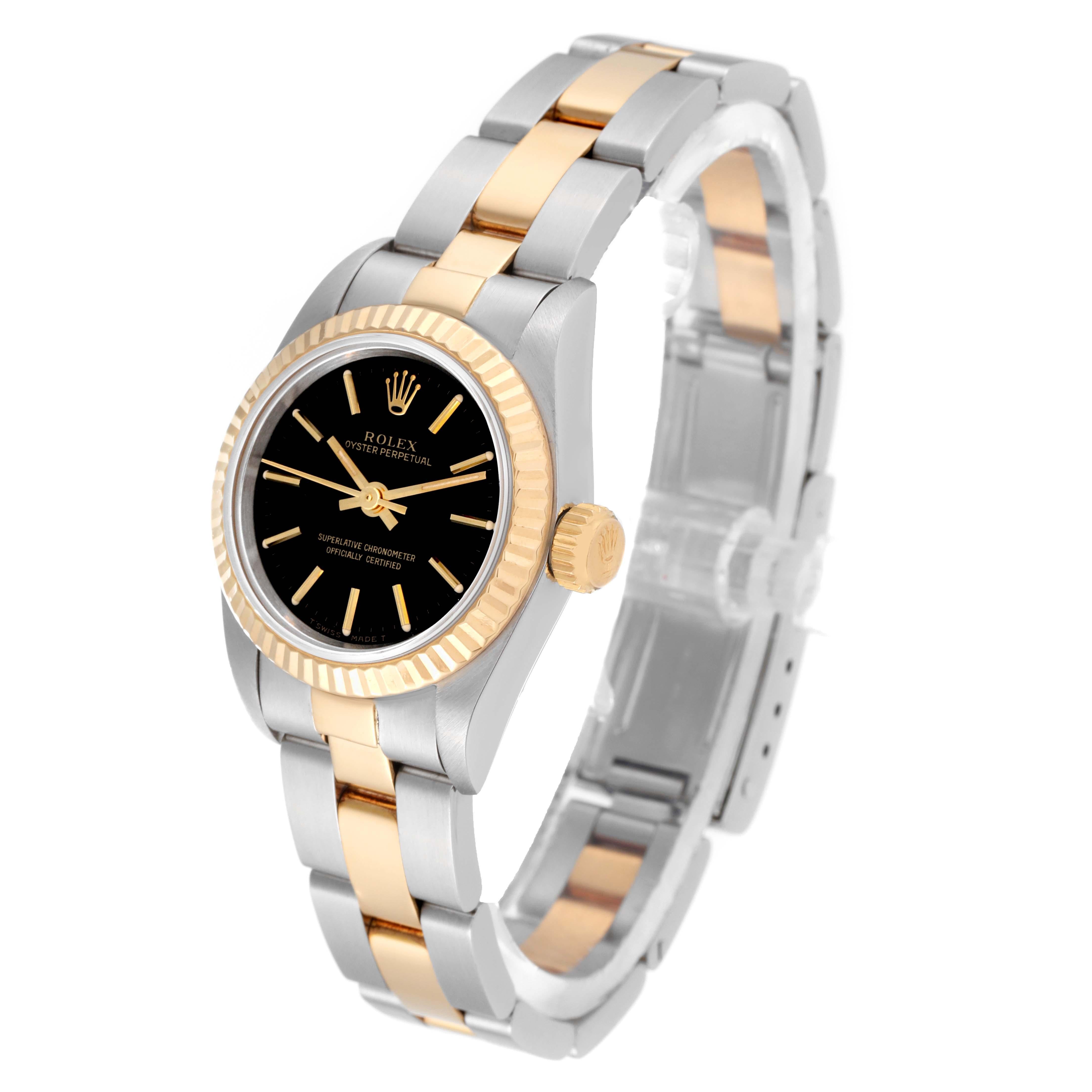 Rolex Oyster Perpetual Steel Yellow Gold Black Dial Ladies Watch 67193 1