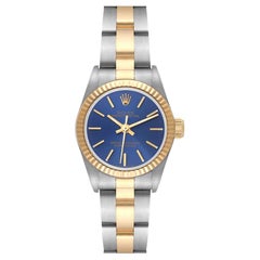 Rolex Oyster Perpetual Steel Yellow Gold Blue Dial Ladies Watch 67193