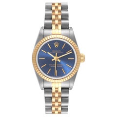 Rolex Oyster Perpetual Steel Yellow Gold Blue Dial Ladies Watch 76193