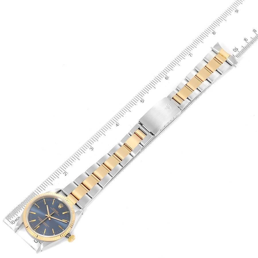 Rolex Oyster Perpetual Steel Yellow Gold Blue Dial Mens Watch 14233 For Sale 6