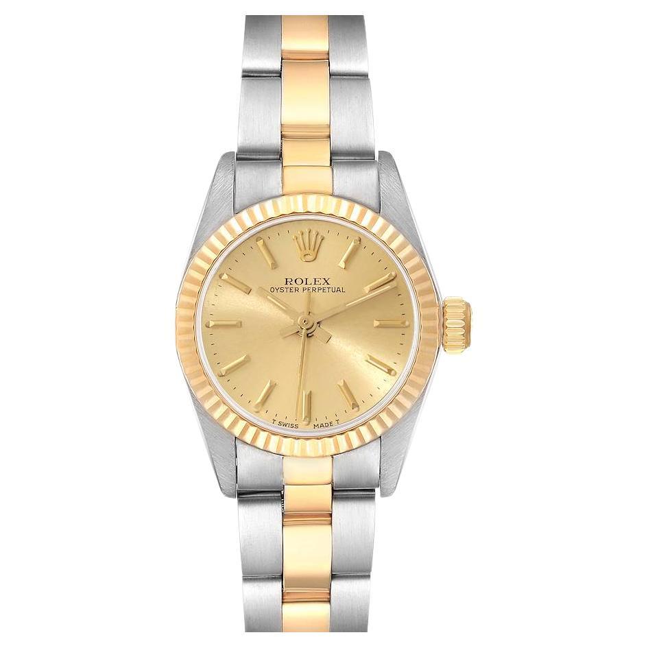 Rolex Oyster Perpetual Acciaio Oro Giallo Quadrante Champagne Donna 67193