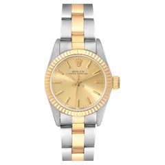 Rolex Oyster Perpetual Steel Yellow Gold Champagne Dial Ladies Watch 67193