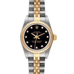 Rolex Oyster Perpetual Montre pour femme avec cadran en acier, or jaune et diamant 76193