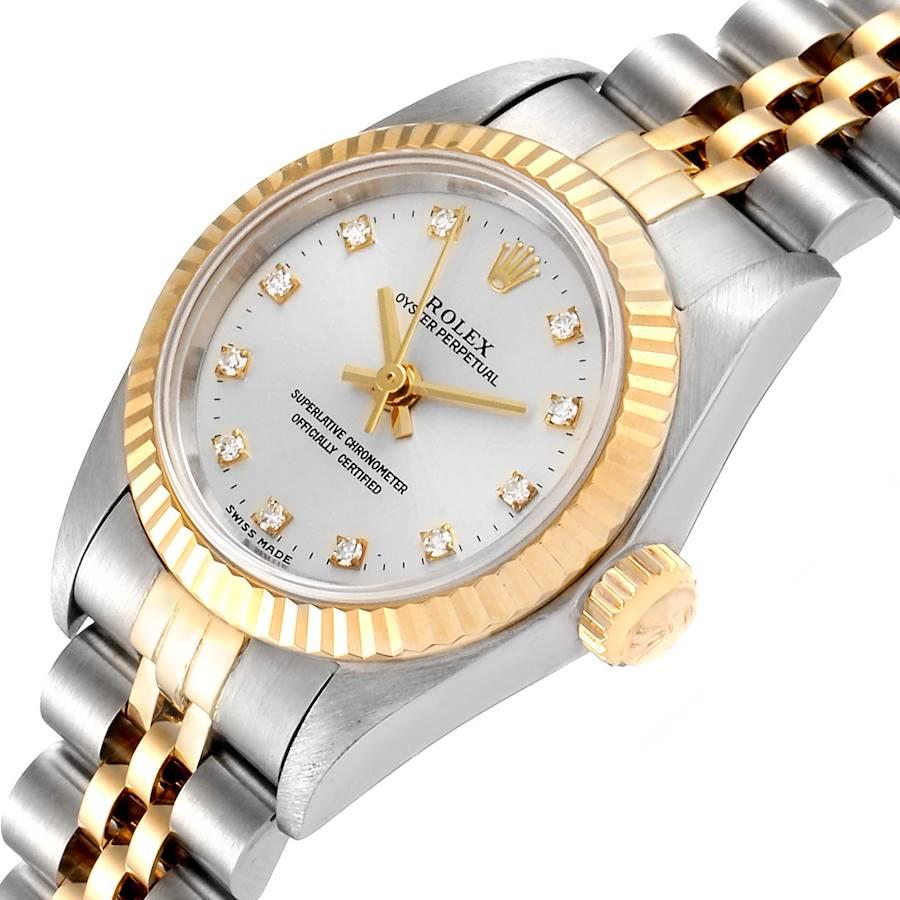 Women's Rolex Oyster Perpetual Steel Yellow Gold Diamond Ladies Watch 67193 For Sale