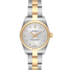 Rolex Oyster Perpetual Steel Yellow Gold Diamond Ladies Watch 76193 Box Papers