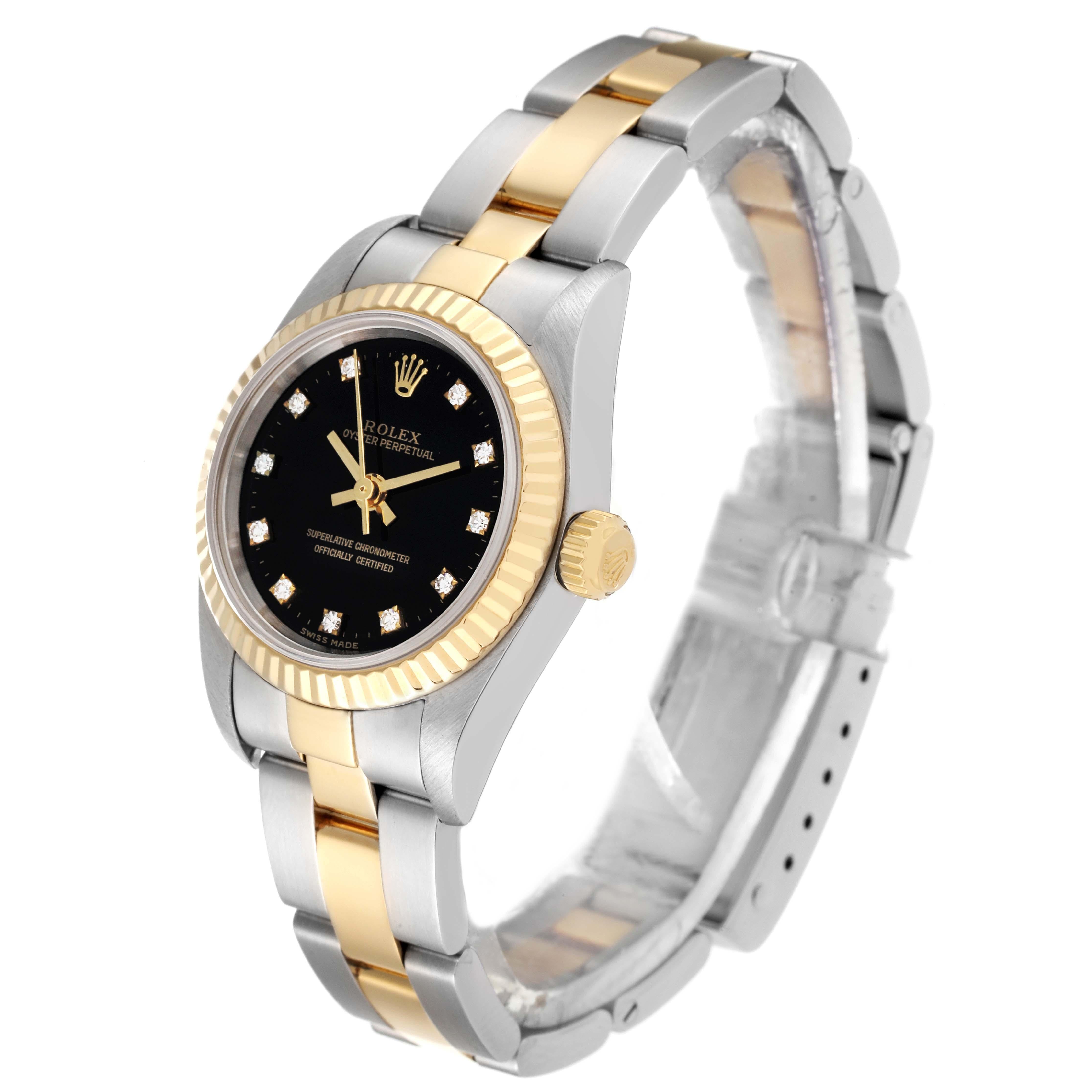 Women's Rolex Oyster Perpetual Steel Yellow Gold Diamond Ladies Watch 76193
