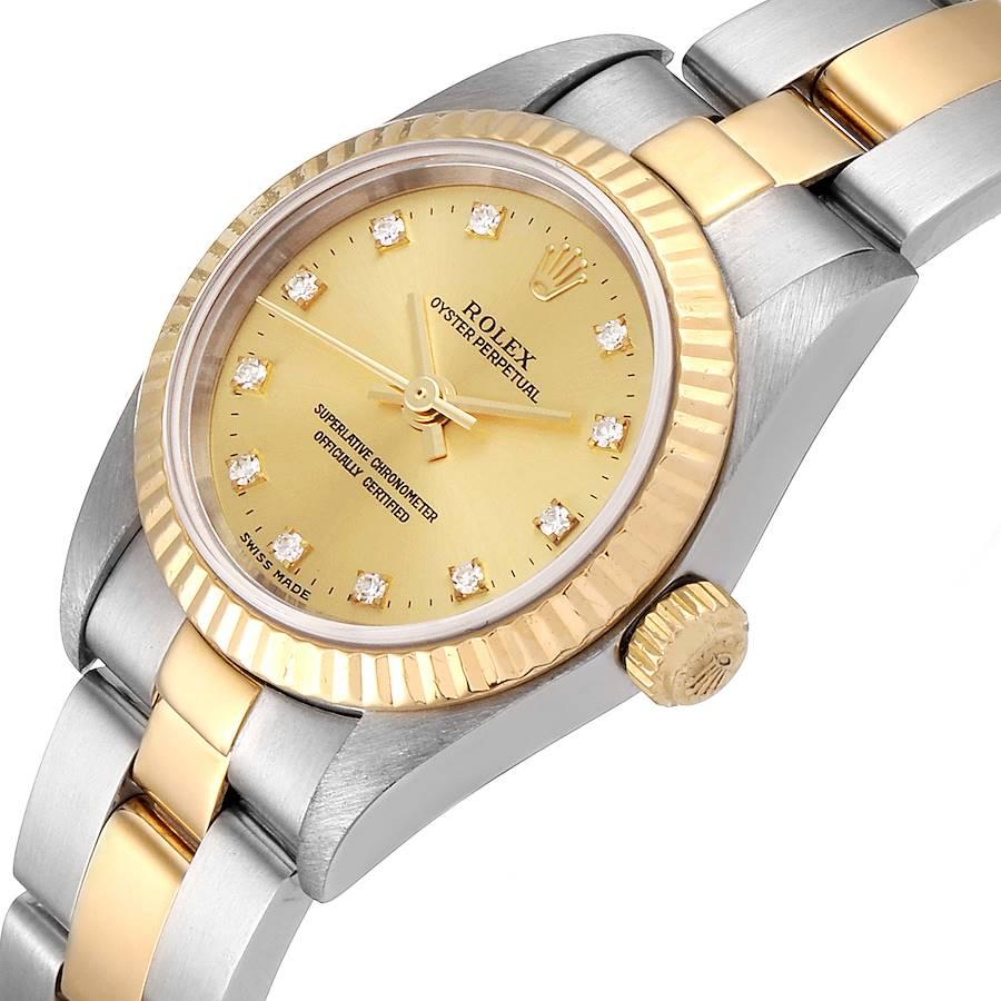 Rolex Oyster Perpetual Steel Yellow Gold Diamond Ladies Watch 76193 For Sale 1