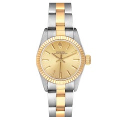 Rolex Oyster Perpetual Steel Yellow Gold Ladies Watch 67193 Box Papers