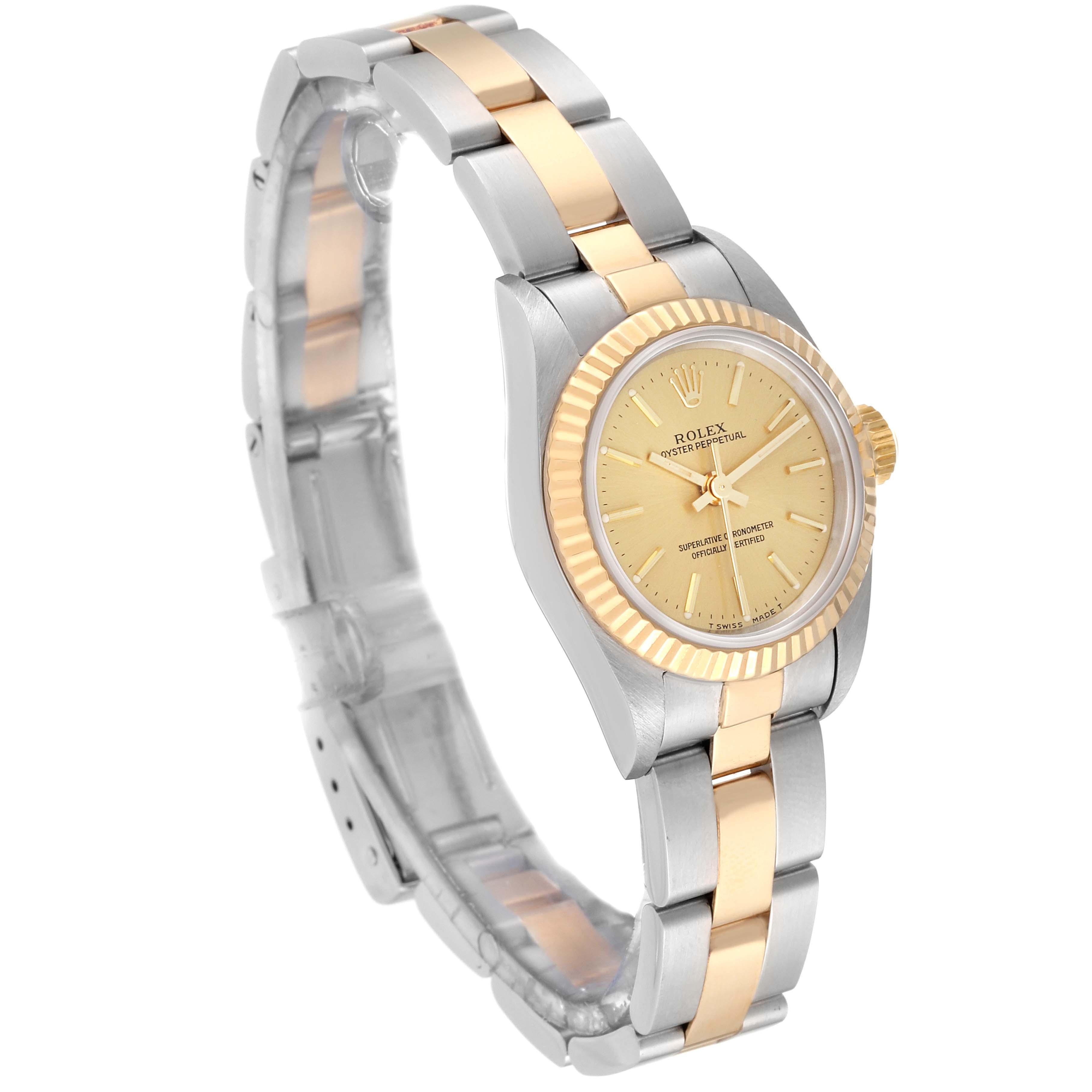 Rolex Oyster Perpetual Steel Yellow Gold Ladies Watch 67193 In Excellent Condition For Sale In Atlanta, GA