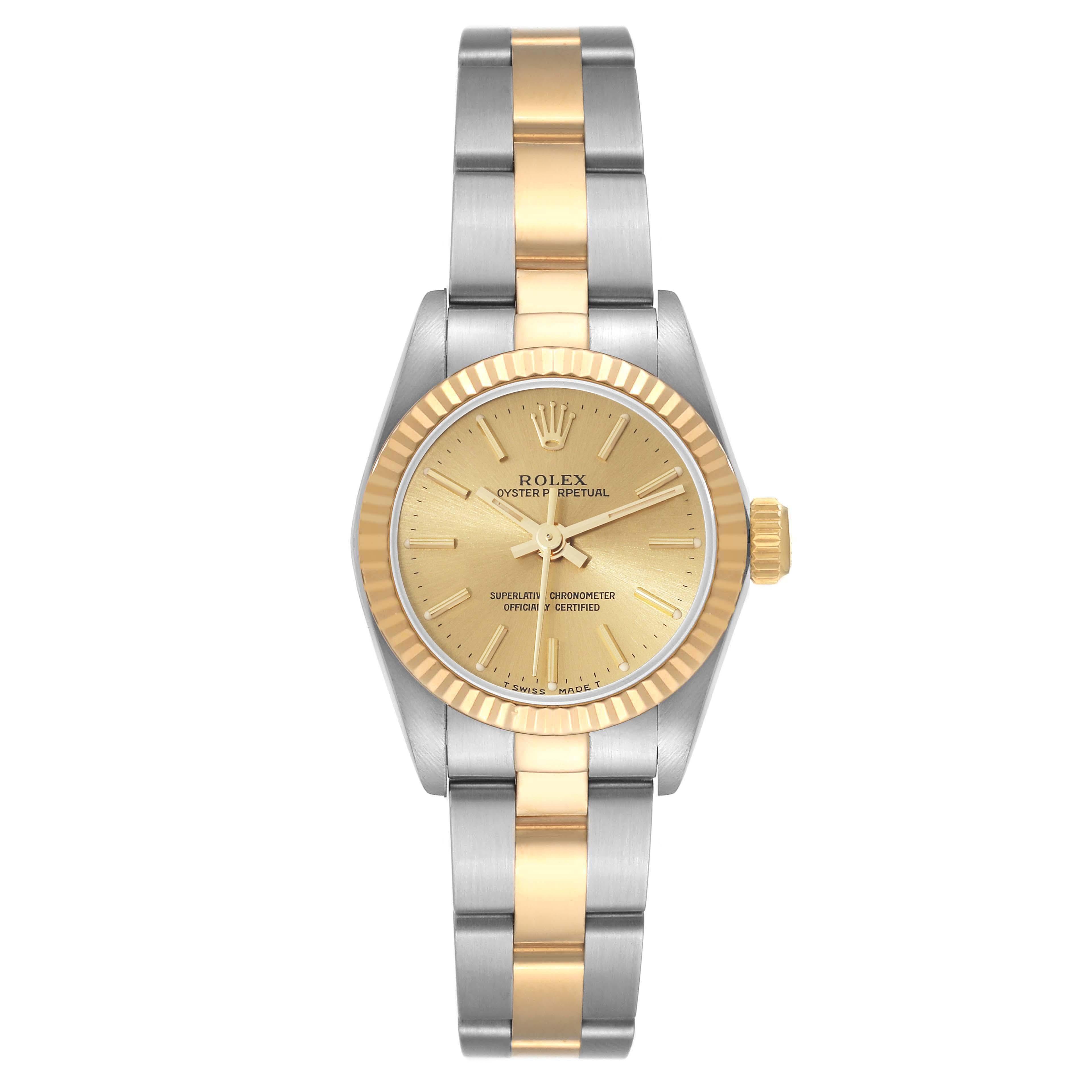 Women's Rolex Oyster Perpetual Steel Yellow Gold Ladies Watch 67193 For Sale