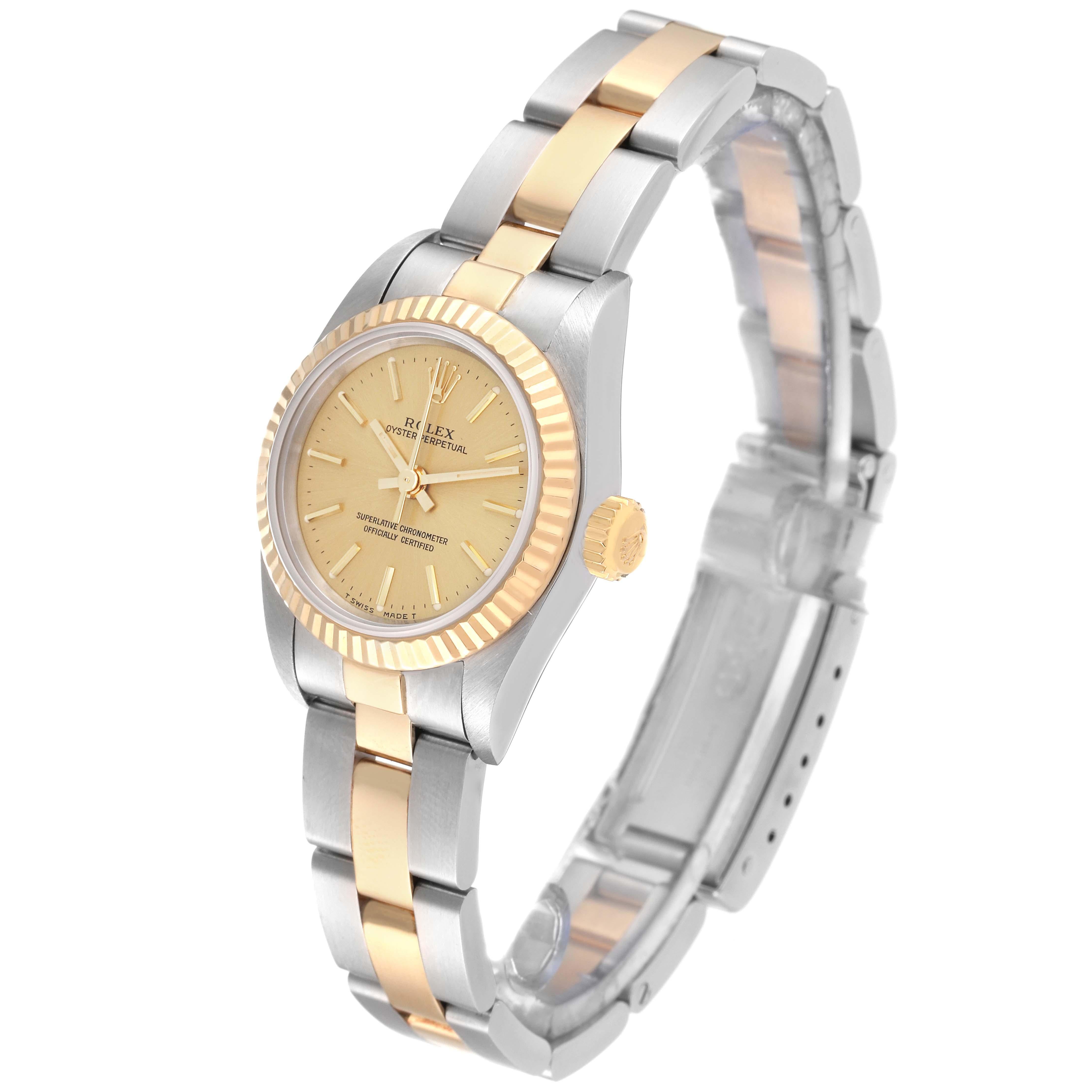 Rolex Oyster Perpetual Steel Yellow Gold Ladies Watch 67193 For Sale 4