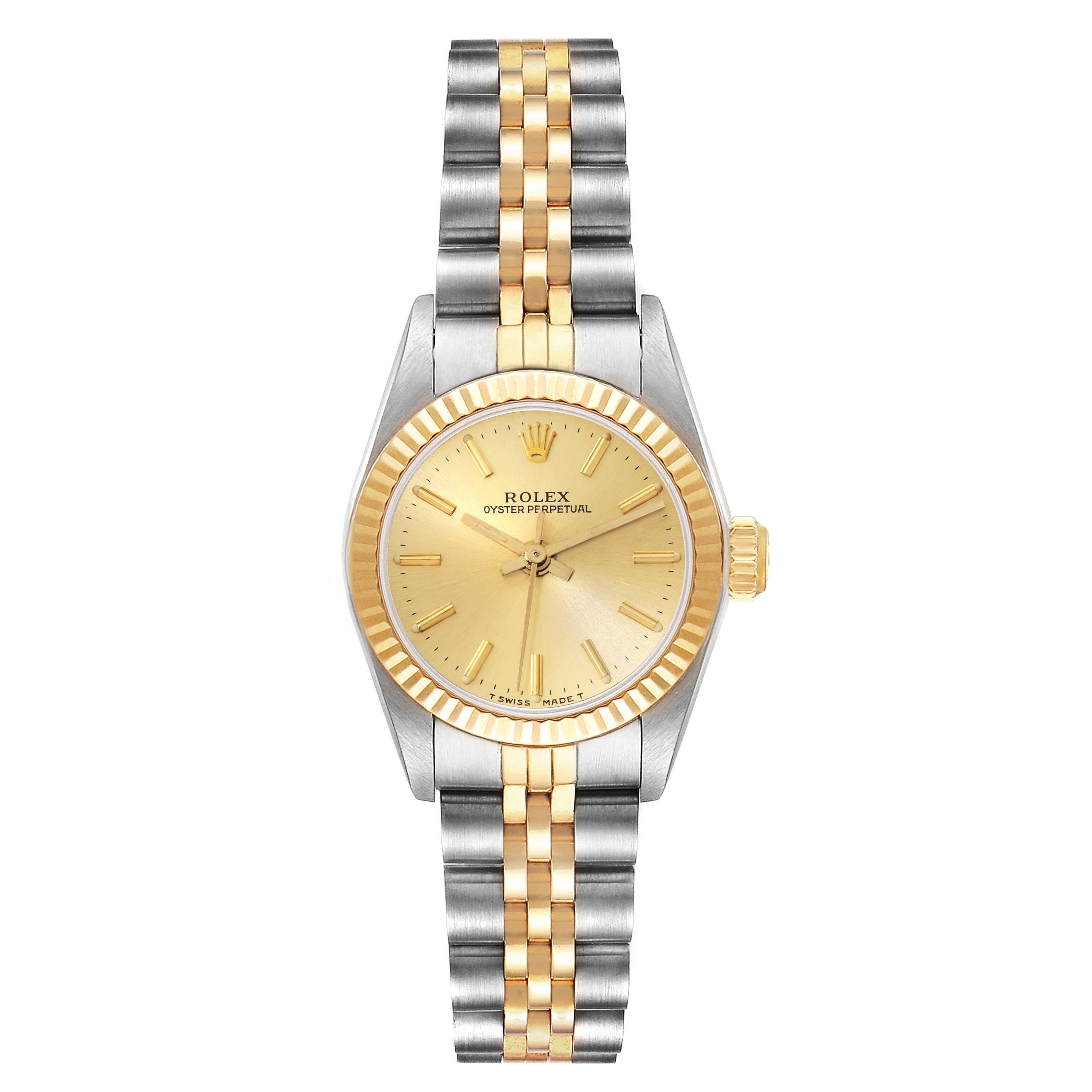 Women's Rolex Oyster Perpetual Steel Yellow Gold Ladies Watch 67193 Papers