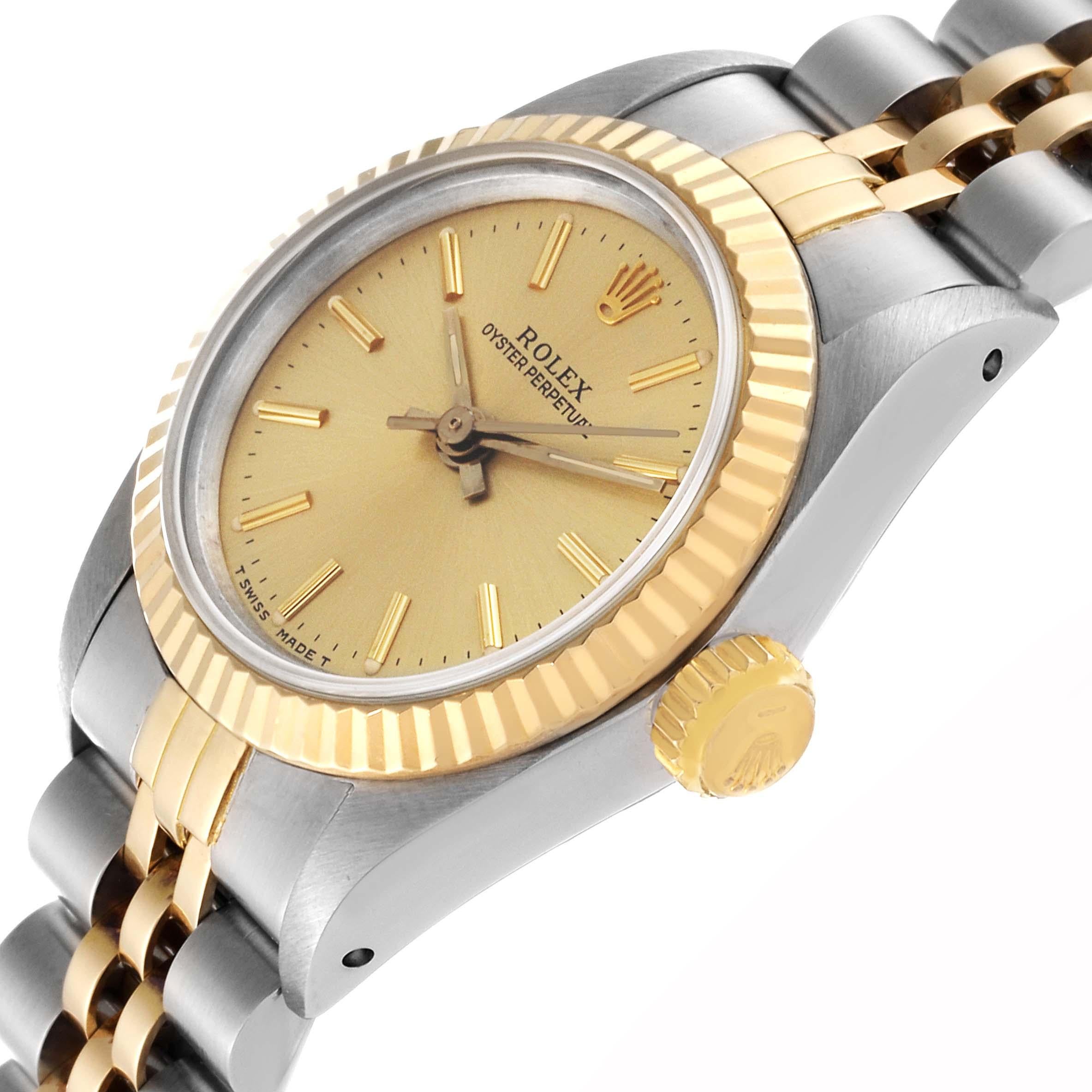 Rolex Oyster Perpetual Steel Yellow Gold Ladies Watch 67193 Papers 1
