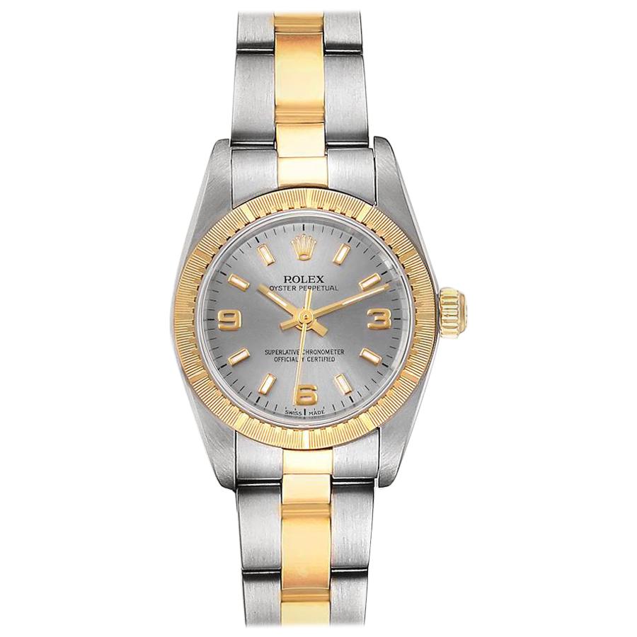 Rolex Oyster Perpetual Steel Yellow Gold Ladies Watch 76243 For Sale