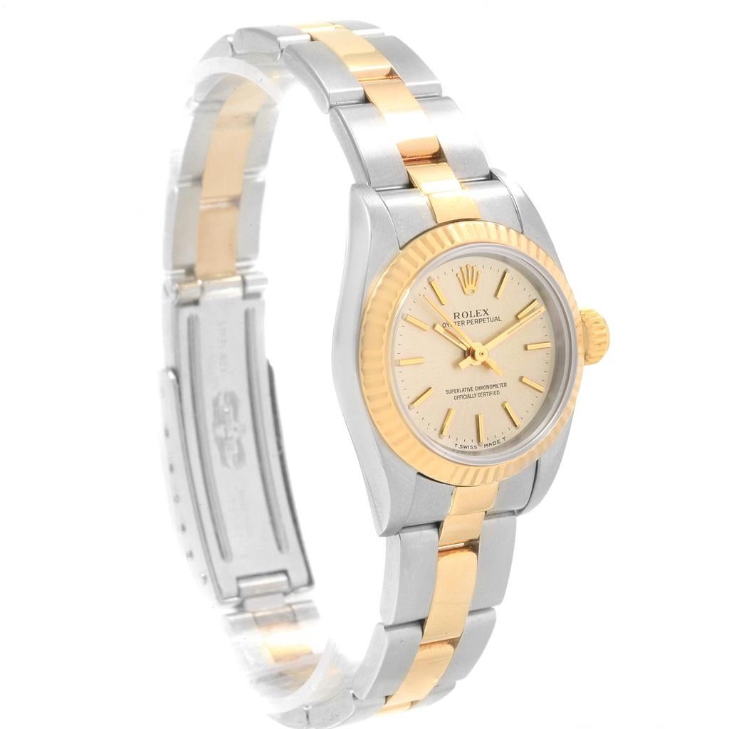 Rolex Oyster Perpetual Steel Yellow Gold Silver Dial Ladies Watch 67193 1