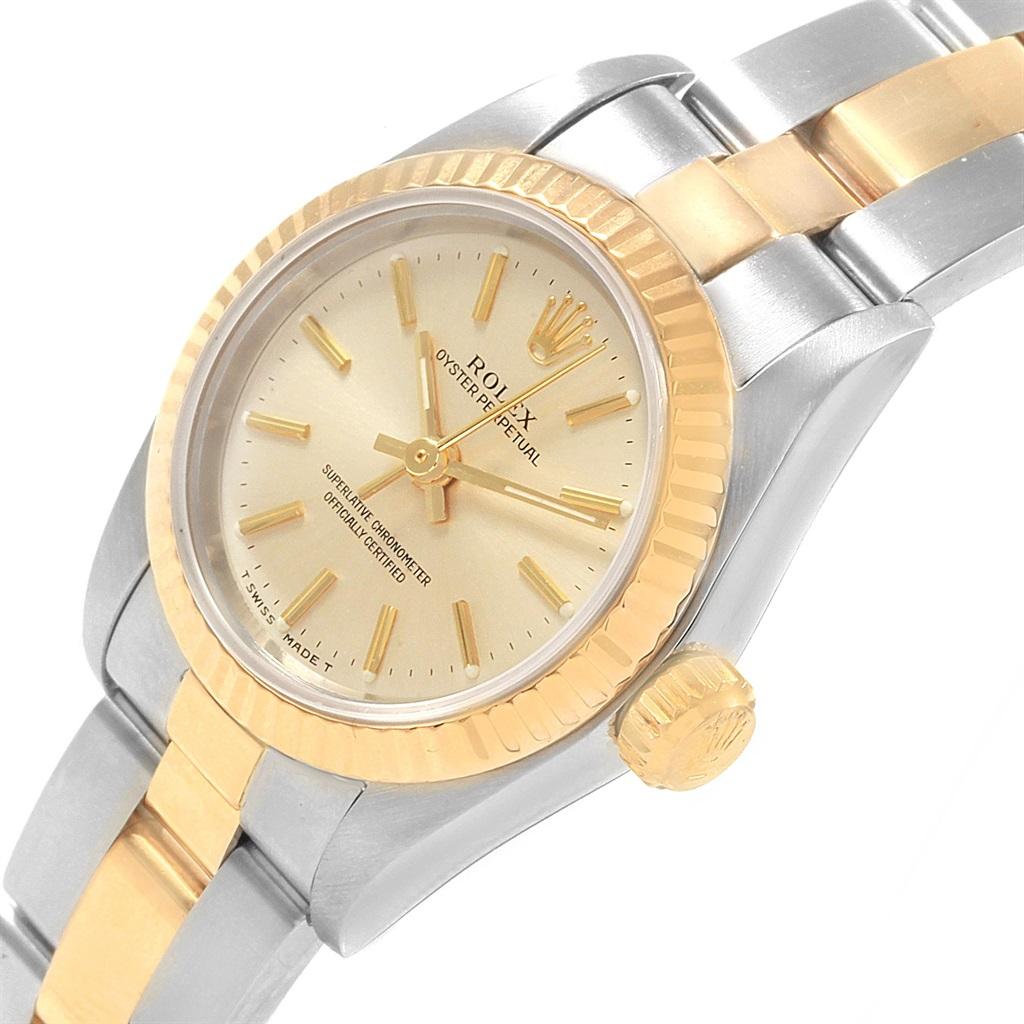 Rolex Oyster Perpetual Steel Yellow Gold Silver Dial Ladies Watch 67193 5