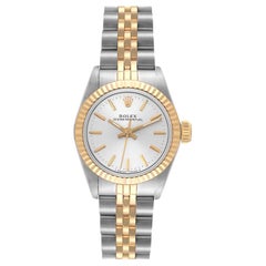 Rolex Oyster Perpetual Steel Yellow Gold Silver Dial Ladies Watch 67193