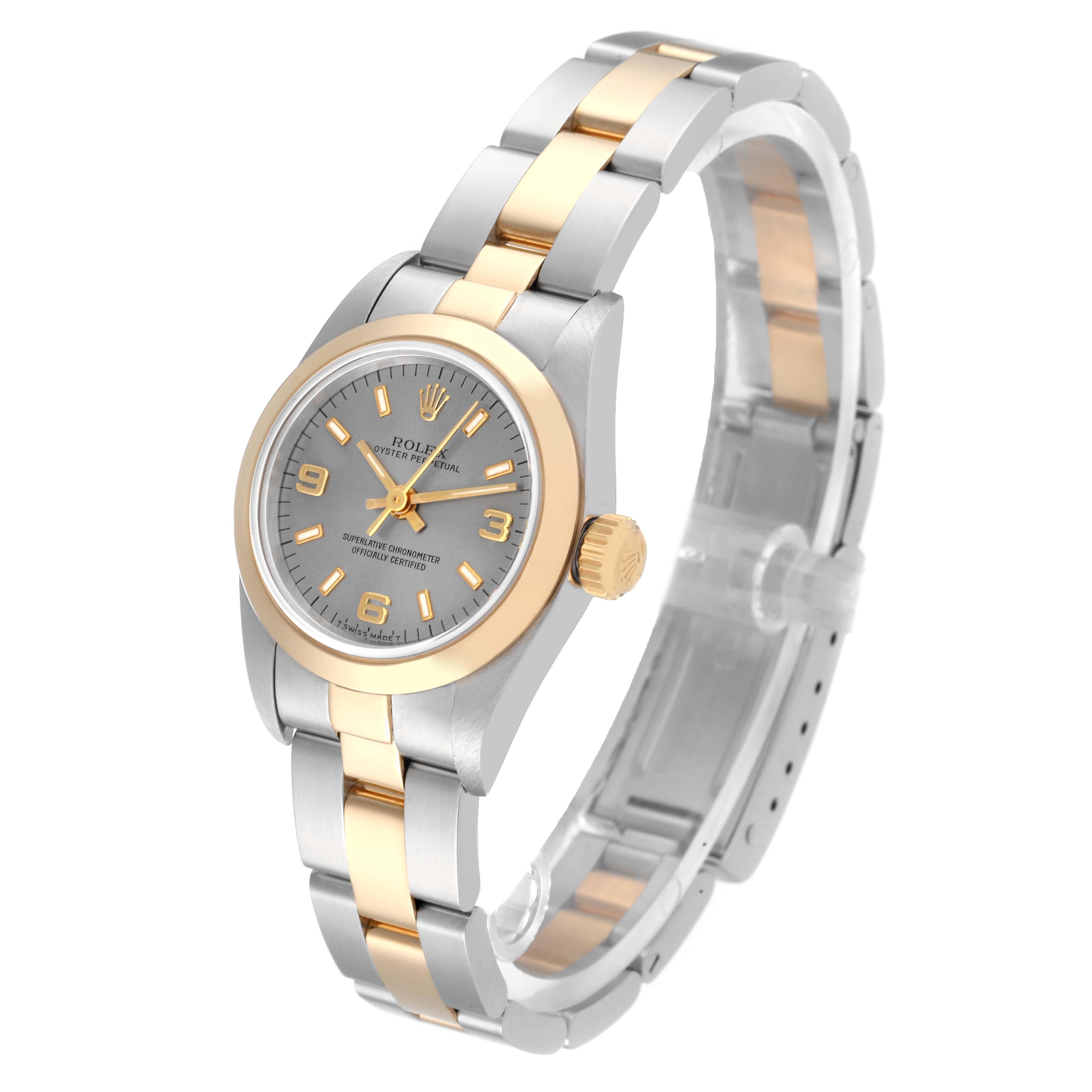 Women's Rolex Oyster Perpetual Steel Yellow Gold Slate Dial Ladies Watch 67183