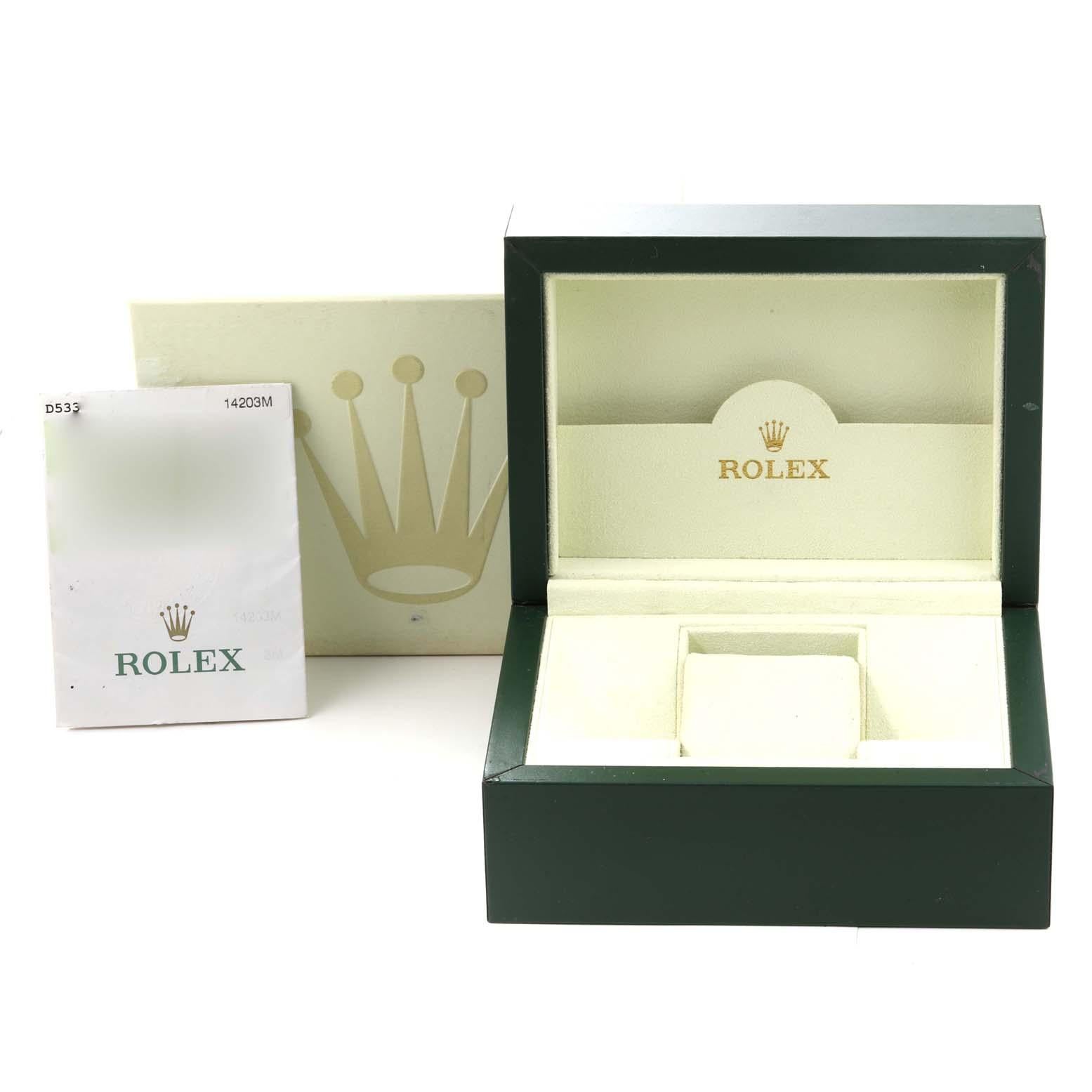 Rolex Oyster Perpetual Steel Yellow Gold Slate Dial Mens Watch 14203 Box Papers 7