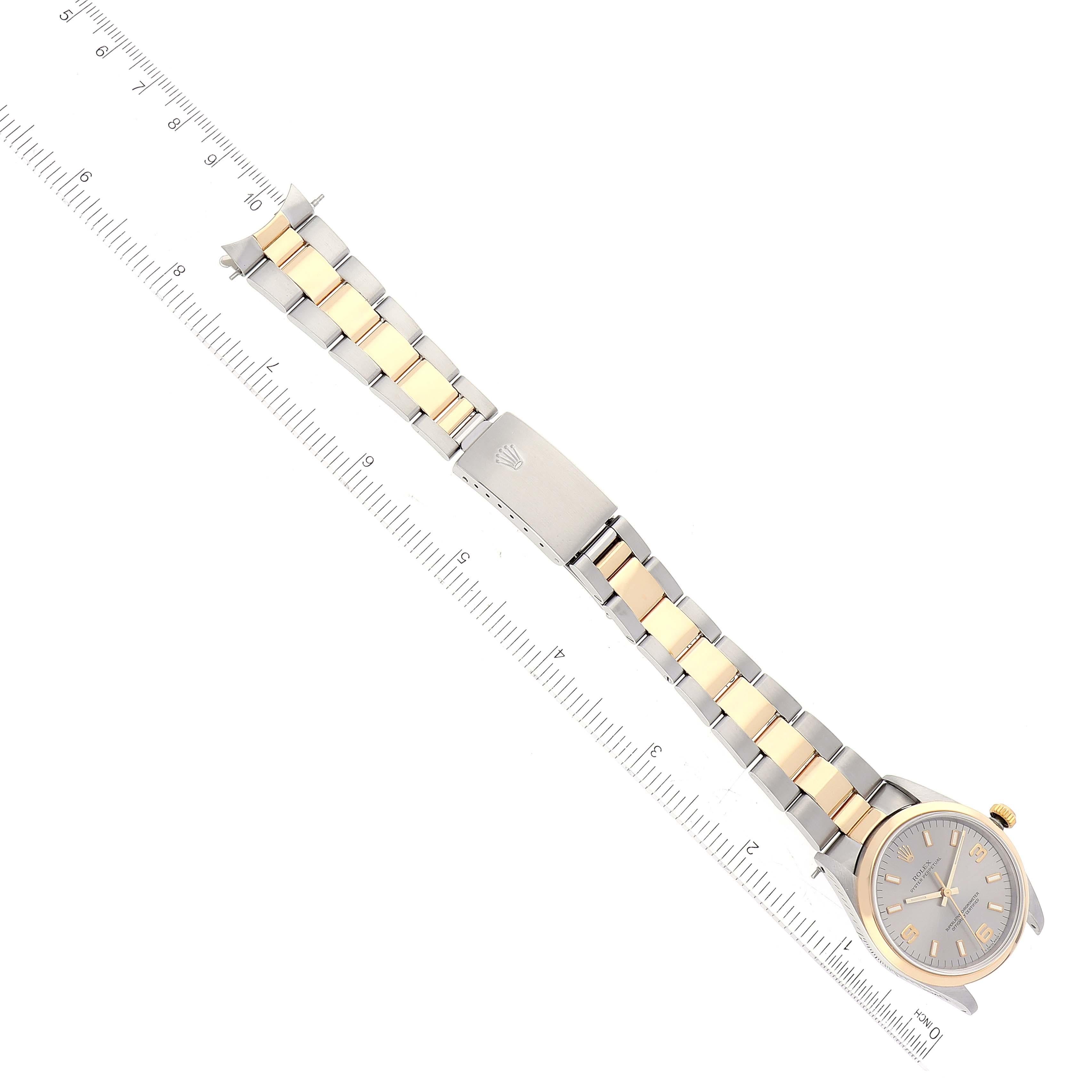 Rolex Oyster Perpetual Steel Gelbgold Schiefer Zifferblatt Herrenuhr 14203 im Angebot 7