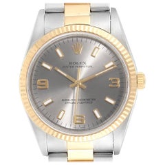 Rolex Oyster Perpetual Steel Yellow Gold Slate Dial Men's Watch 14233