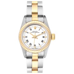Rolex Oyster Perpetual Steel Yellow Gold White Dial Ladies Watch 67193