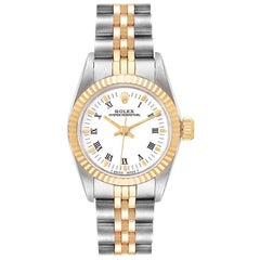 Rolex Oyster Perpetual Steel Yellow Gold White Dial Ladies Watch 67193