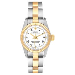 Rolex Oyster Perpetual Steel Yellow Gold White Dial Ladies Watch 67193