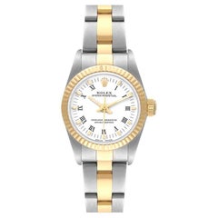 Rolex Oyster Perpetual Steel Yellow Gold White Dial Ladies Watch 76193 Papers